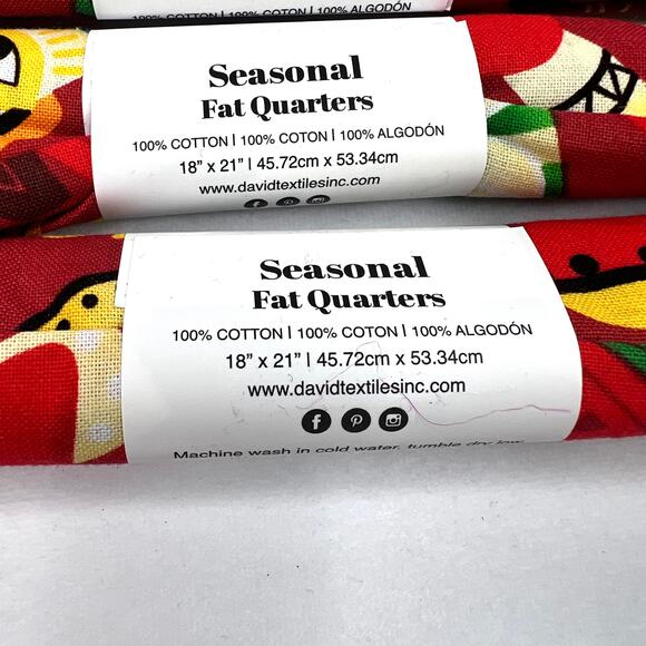 Lot of 4 David Textiles Seasonal Fat Quarters Kwanzaa - Picture 2 of 3